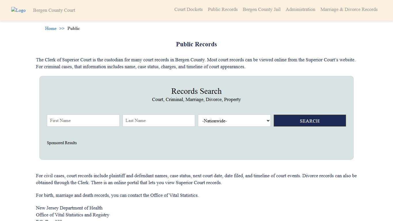 Public Records Bergen County NJ Records